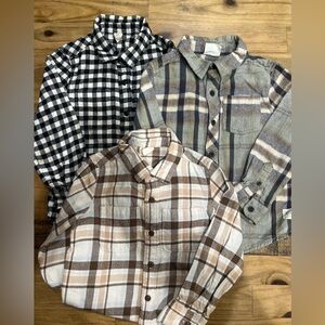 GAP Kids flannel Plaid Button Down Shirts - Black, Blue, Brown
